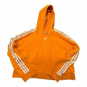 adidas cropped Orange Hoodie with White Stripes